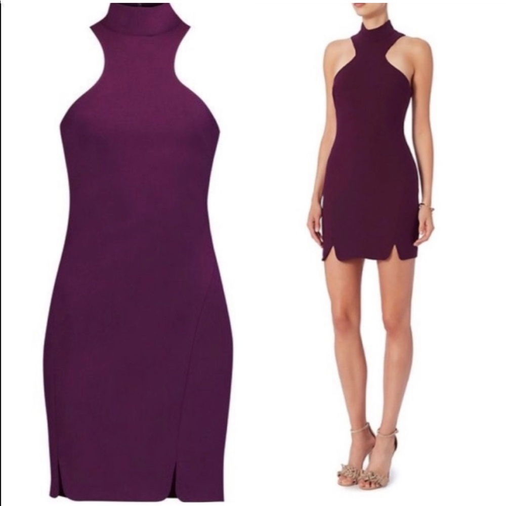 Cinq a Sept Jax Turtleneck Mini Dress Eggplant Size 2 NWT $365